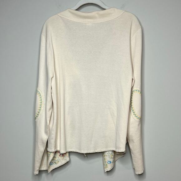 Sundance 100% Cotton Tie Front Cardigan Floral Embroidery Size L Boho Peasant - Picture 6 of 10